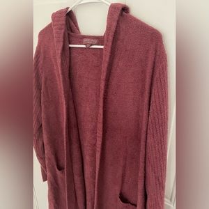 Barefoot Dream COZY-CHIC LITE Relaxed Hoodie Cardigan XL Berry